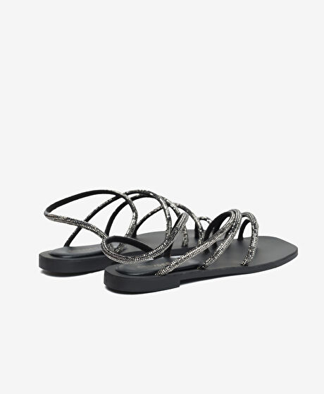 Kadın Siyah Hakiki Deri Sandalet