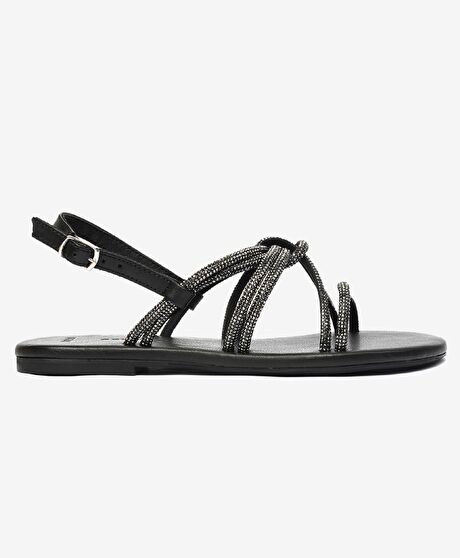 Kadın Platin Taşlı Hakiki Deri Sandalet