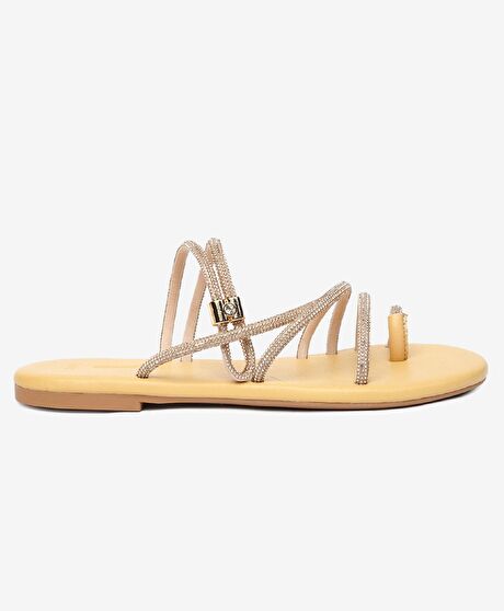 Kadın Pembe Taşlı Hakiki Deri Sandalet