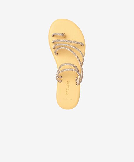 Kadın Pembe Taşlı Hakiki Deri Sandalet