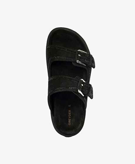 Kadın Siyah Hakiki Deri Terlik