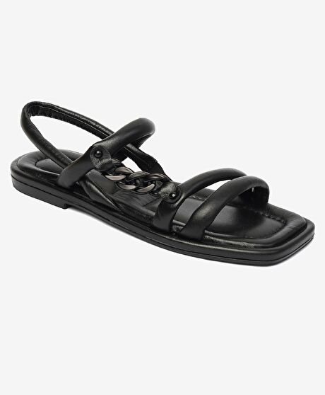 Kadın Siyah Hakiki Deri Sandalet