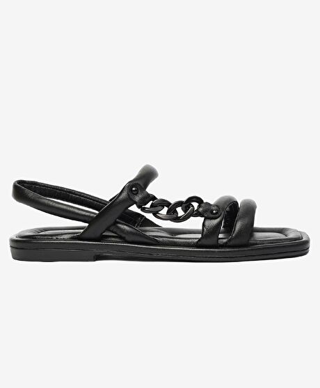 Kadın Siyah Hakiki Deri Sandalet