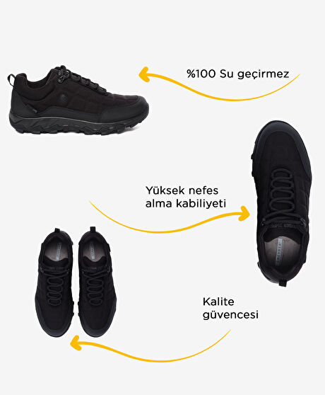 Erkek Siyah Su Geçirmez Outdoor Ayakkabı