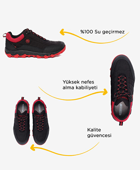 Erkek Siyah Kırmızı Su Geçirmez Outdoor Ayakkabı