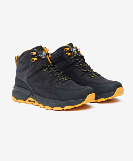 Erkek Siyah Sarı Hakiki Deri Su Geçirmez Outdoor Bot