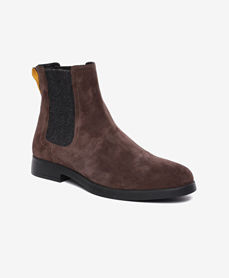 Erkek Kahverengi Süet Hakiki Deri Chelsea Bot