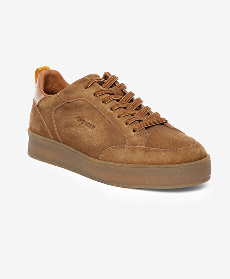 Erkek Taba Hakiki Deri Sneaker Ayakkabı