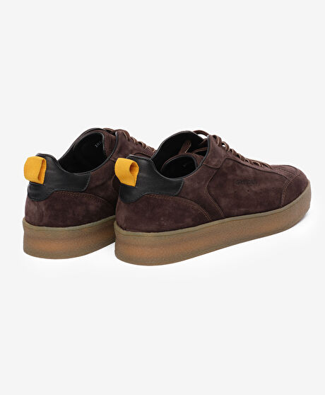 Erkek Kahverengi Hakiki Deri Sneaker Ayakkabı
