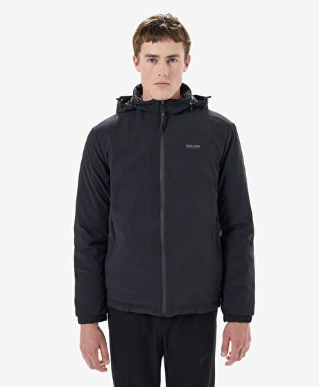 Erkek Siyah Suya Dayanıklı Kaz Tüyü Mont