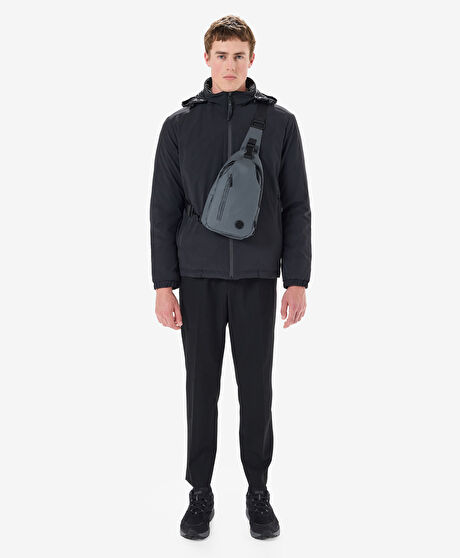 Erkek Siyah Suya Dayanıklı Kaz Tüyü Mont