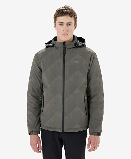 Erkek Haki Suya Dayanıklı Kaz Tüyü Mont