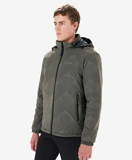 Erkek Haki Suya Dayanıklı Kaz Tüyü Mont