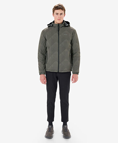 Erkek Haki Suya Dayanıklı Kaz Tüyü Mont