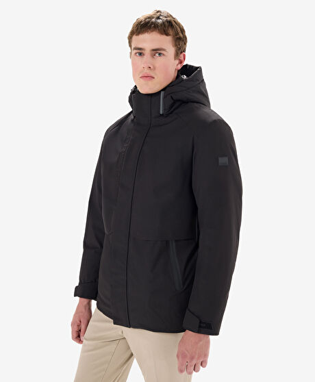 Erkek Siyah Suya Dayanıklı Kaz Tüyü Mont