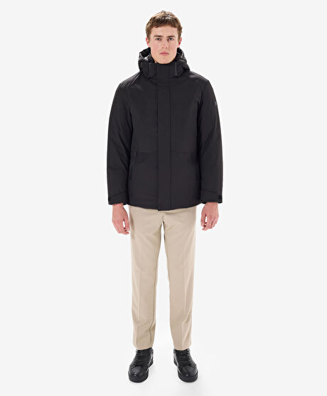 Erkek Siyah Suya Dayanıklı Kaz Tüyü Mont