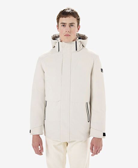 Erkek Ekru Suya Dayanıklı Kaz Tüyü Mont