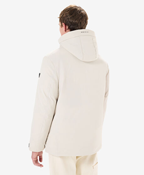 Erkek Ekru Suya Dayanıklı Kaz Tüyü Mont