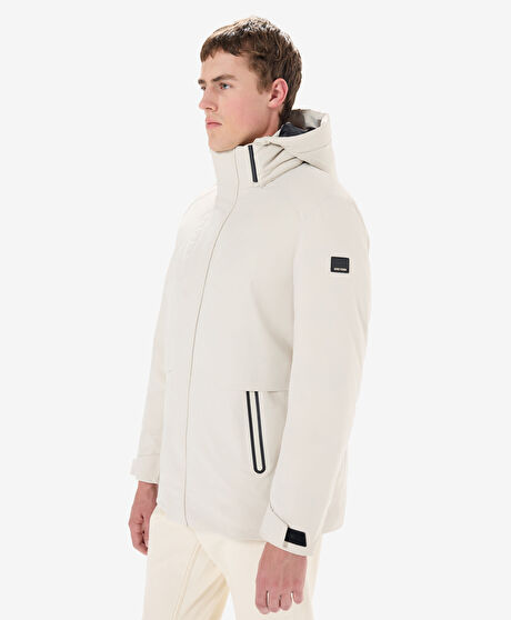 Erkek Ekru Suya Dayanıklı Kaz Tüyü Mont