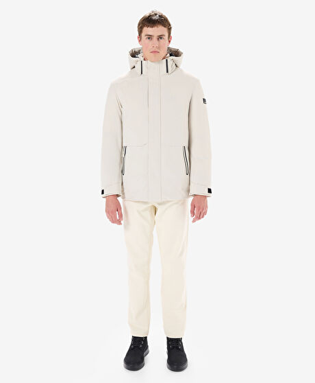 Erkek Ekru Suya Dayanıklı Kaz Tüyü Mont