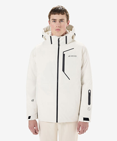 Erkek Ekru Su Geçirmez Kaz Tüyü Mont