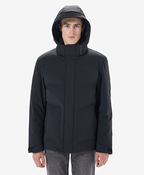 Erkek Siyah Suya Dayanıklı Kaz Tüyü Mont