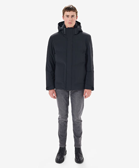 Erkek Siyah Suya Dayanıklı Kaz Tüyü Mont