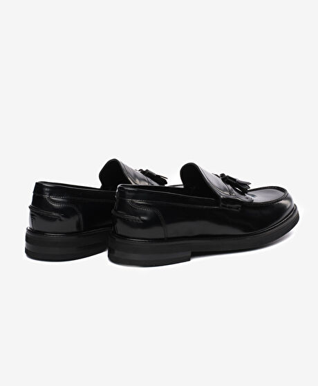 Erkek Siyah Hakiki Deri Loafer Ayakkabı