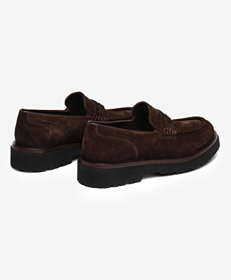 Erkek Kahverengi Hakiki Deri Loafer Ayakkabı
