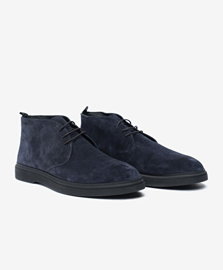 Erkek Lacivert Hakiki Deri Bot