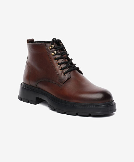 Erkek Kahverengi Hakiki Deri Bot