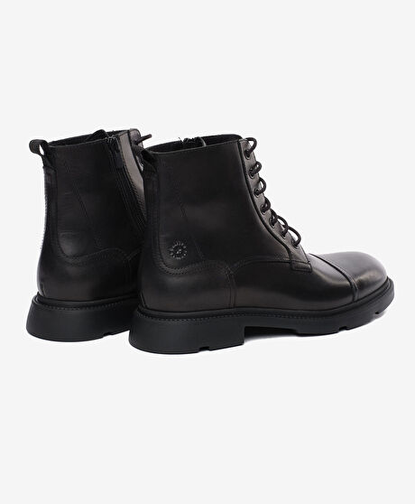 Erkek Siyah Hakiki Deri Klasik Bot