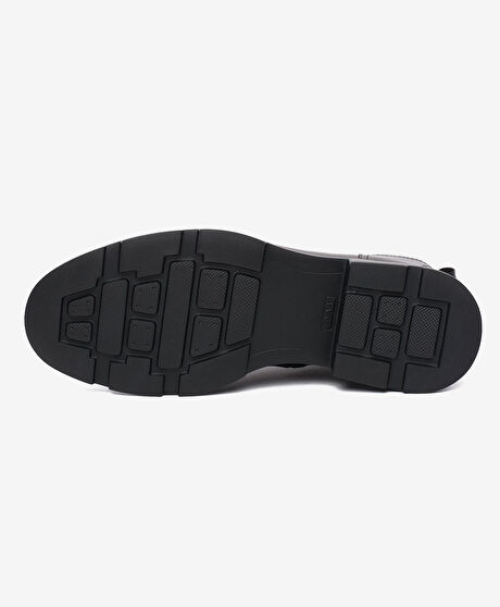 Erkek Siyah Hakiki Deri Klasik Bot