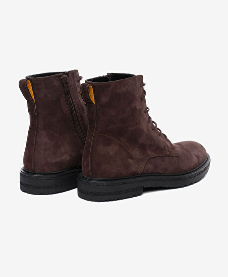 Erkek Kahverengi Süet Hakiki Deri Military Bot