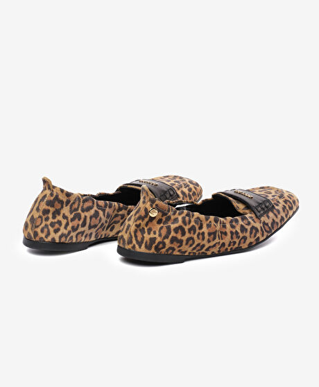 Kadın Leopar Hakiki Deri Babet