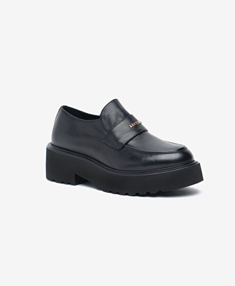 Kadın Siyah Hakiki Deri Loafer Ayakkabı