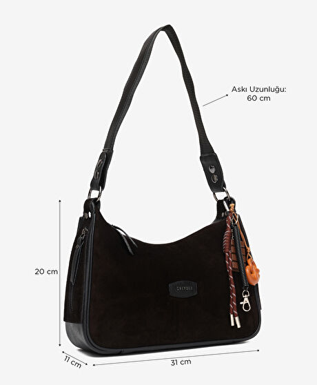 Kadın Siyah Hakiki Deri Omuz Çantası