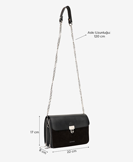 Kadın Siyah Hakiki Deri Çapraz Çanta