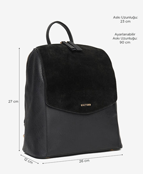 Kadın Siyah Hakiki Deri Sırt Çantası