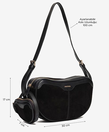 Kadın Siyah Hakiki Deri Çapraz Çanta