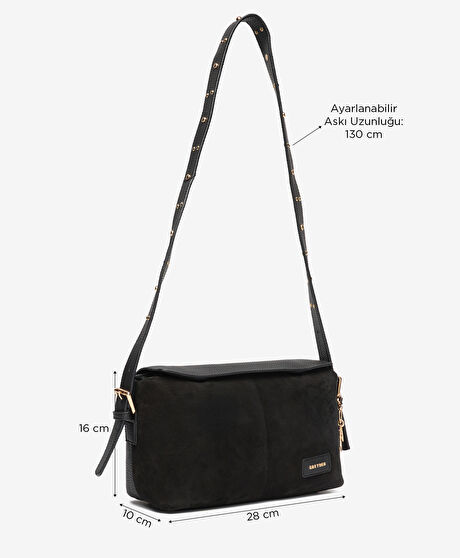 Kadın Siyah Hakiki Deri Çapraz Çanta