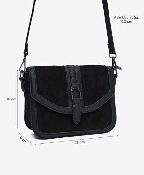 Kadın Siyah Hakiki Deri Çapraz Çanta