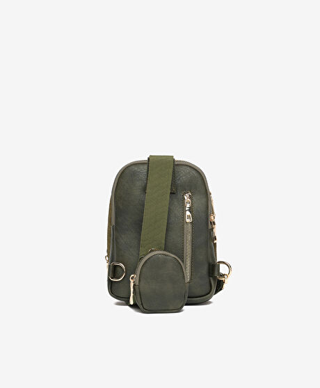 Kadın Haki Hakiki Deri Çapraz Çanta