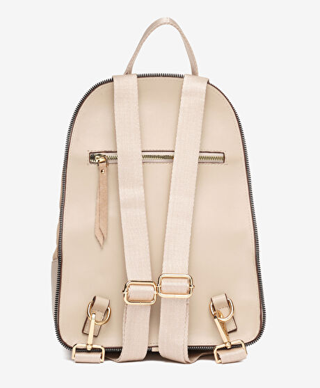 Kadın Bej Hakiki Deri Sırt Çantası