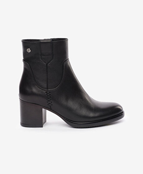 Kadın Siyah Hakiki Deri Topuklu Bot