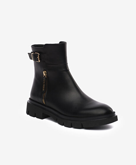 Kadın Siyah Hakiki Deri Bot