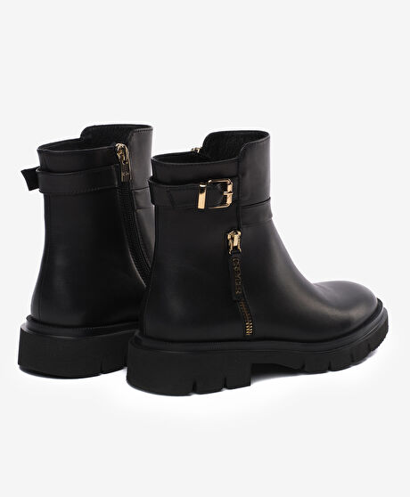 Kadın Siyah Hakiki Deri Bot