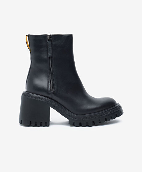 Kadın Siyah Hakiki Deri Topuklu Bot