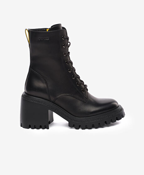 Kadın Siyah Hakiki Deri Topuklu Bot