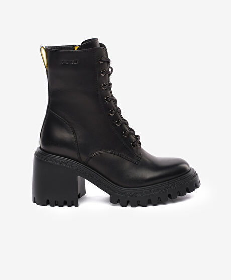 Kadın Siyah Hakiki Deri Topuklu Bot